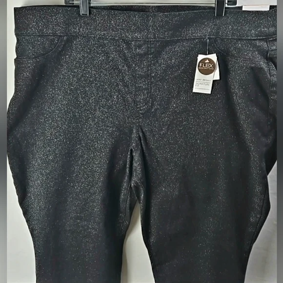 Lane Bryant Womens Glittery Black Pull On Pants Sz 26 NWT - Picture 2 of 9